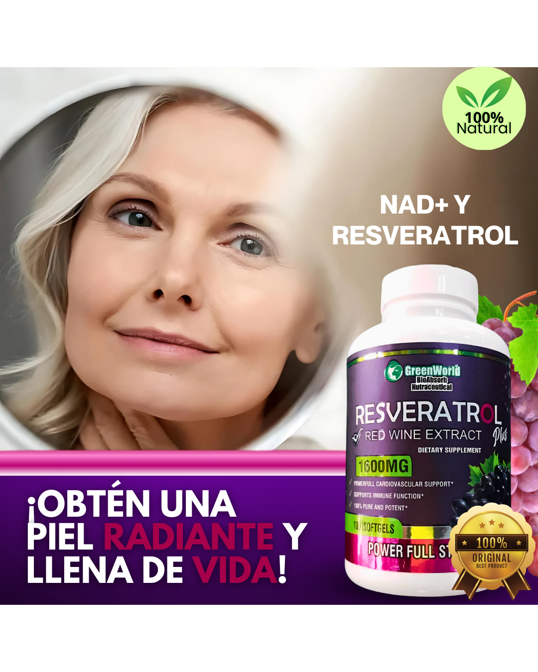 RESVERATROL x 100 Cápsulas 💊 | Juventud y potencia pura 🔥