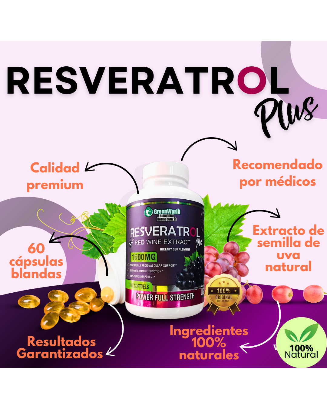 RESVERATROL x 100 Cápsulas 💊 | Juventud y potencia pura 🔥