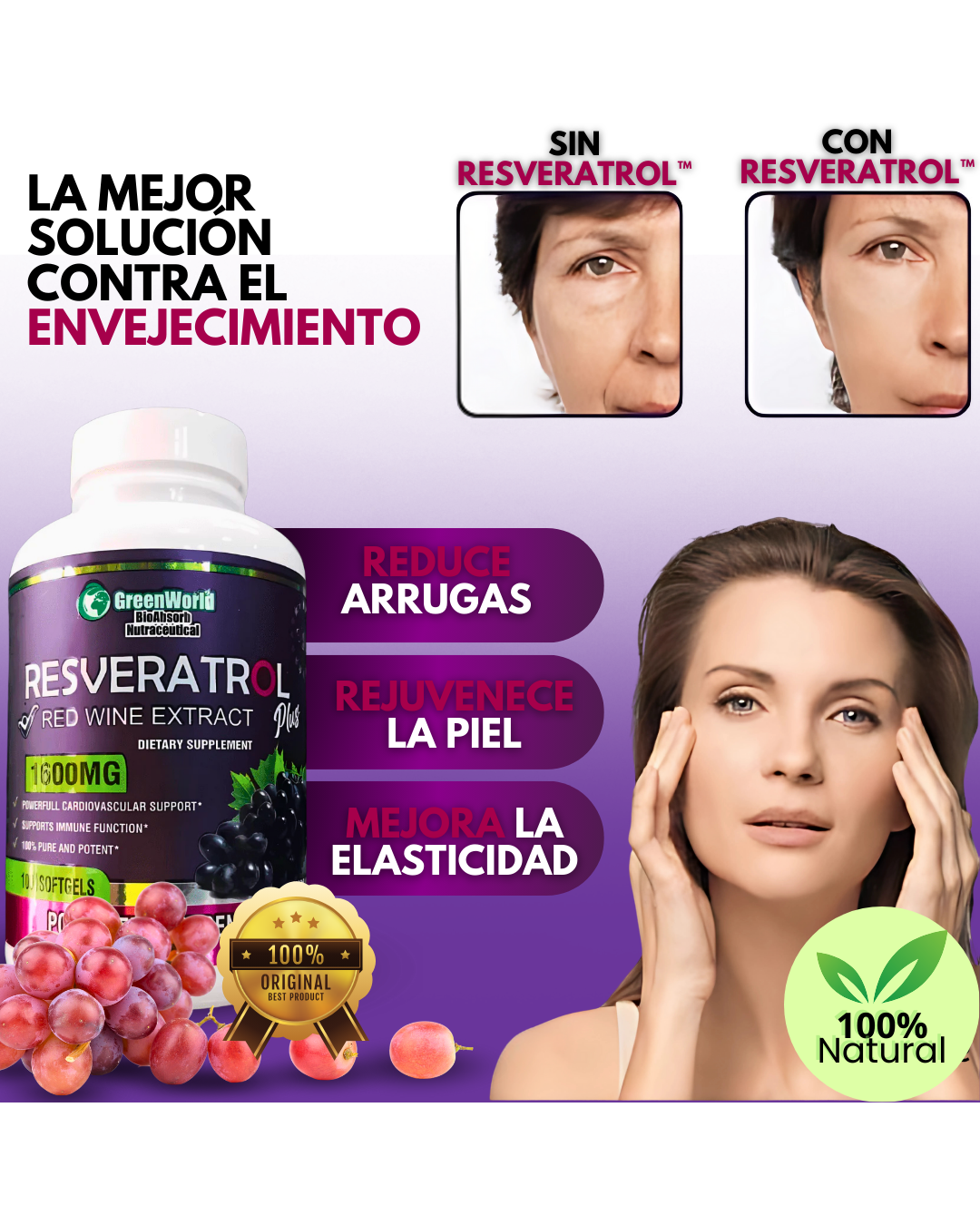 RESVERATROL x 100 Cápsulas 💊 | Juventud y potencia pura 🔥